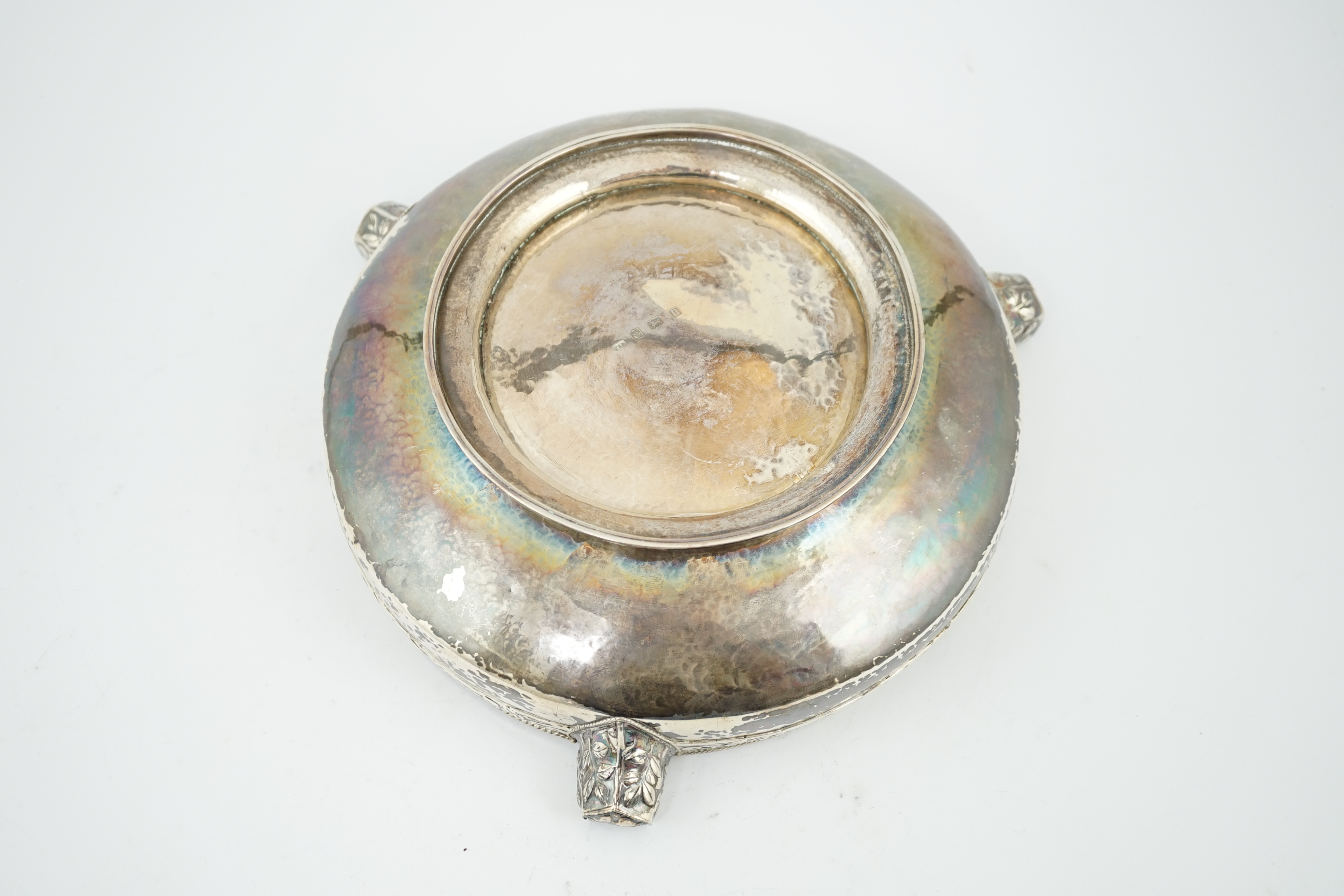 A George V Arts & Crafts silver shallow fruit bowl by John Sidney Reeve (member of the Guild of Handicraft)